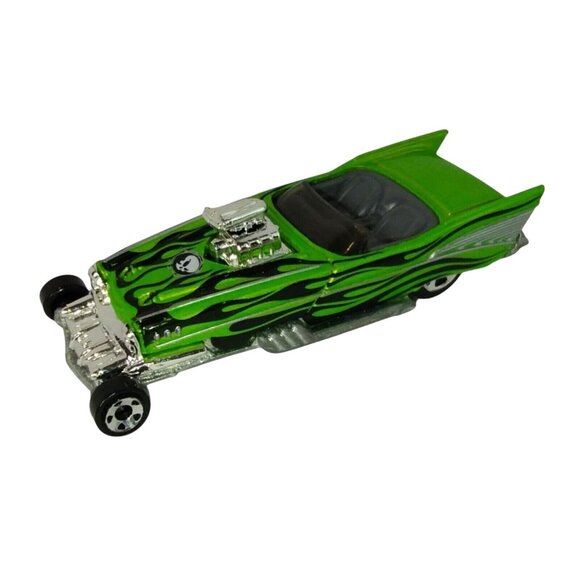 Hot Wheels Vintage 2001 Green Flames '57 Roadster Loose Diecast Car - Picture 4 of 7